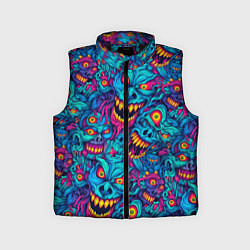 Детский жилет Неоновые монстры - graffiti art style pattern, цвет: 3D-черный