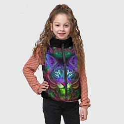 Детский жилет Разноцветный неоновый лев, цвет: 3D-черный — фото 2