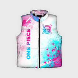 Детский жилет One Piece neon gradient style: надпись, символ, цвет: 3D-черный