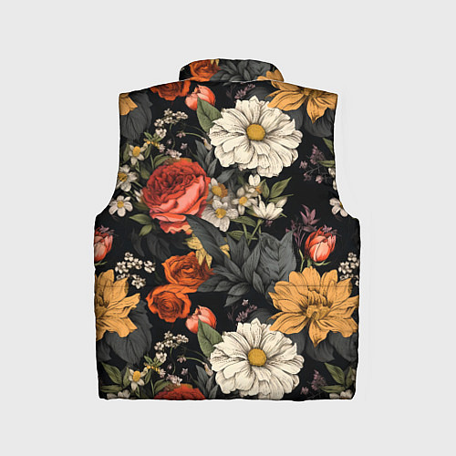 Детский жилет Цветочный паттерн на черном / 3D-Черный – фото 2