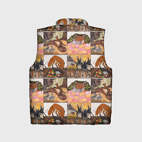 Детский жилет Коллаж из рисунков с лисой / 3D-Черный – фото 2