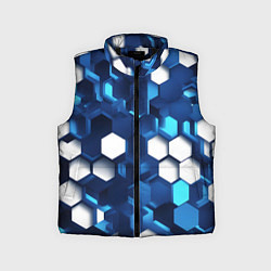 Детский жилет Cyber hexagon Blue, цвет: 3D-черный