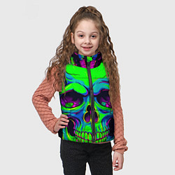 Детский жилет Ярко кислотный череп в наушниках, цвет: 3D-черный — фото 2
