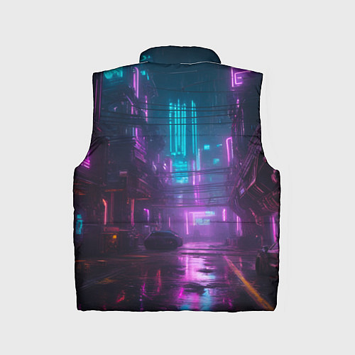 Детский жилет Неоновый город киберпанк / 3D-Черный – фото 2