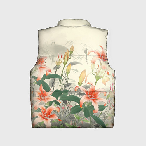 Детский жилет Тигровые лилии - японский стиль / 3D-Красный – фото 2