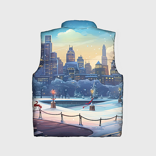 Детский жилет Зимний большой город / 3D-Черный – фото 2