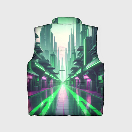 Детский жилет Неоновый зеленый дракон / 3D-Черный – фото 2