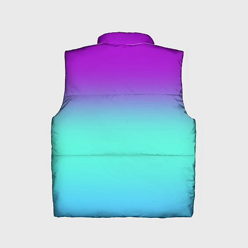 Детский жилет Фиолетовый бирюзовый голубой неоновый градиент / 3D-Черный – фото 2