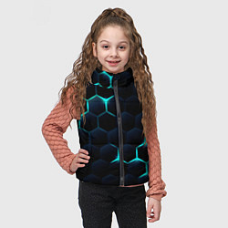 Детский жилет Бирюзовый сквозь чёрные соты, цвет: 3D-светло-серый — фото 2