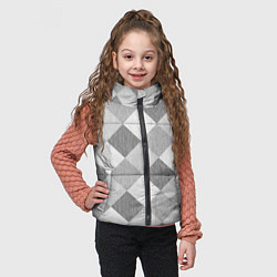 Детский жилет Серый плед геометрический узор с текстурой, цвет: 3D-светло-серый — фото 2