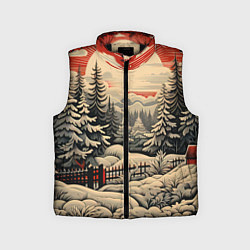 Детский жилет Блеск снежинок новогодний стиль, цвет: 3D-черный