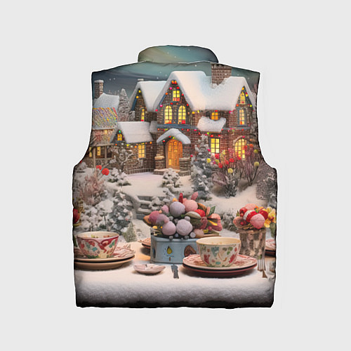 Детский жилет Объемные новогодние домики / 3D-Черный – фото 2