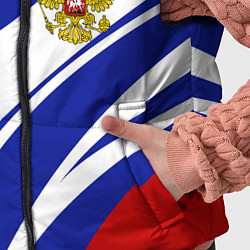 Детский жилет Герб России на абстрактных полосах, цвет: 3D-черный — фото 2