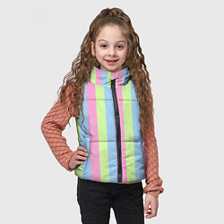 Детский жилет Полосатый сине-зелёно-розовый, цвет: 3D-светло-серый — фото 2