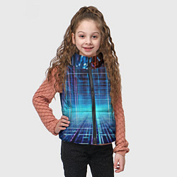 Детский жилет Киберпанк неоновый коридор, цвет: 3D-светло-серый — фото 2