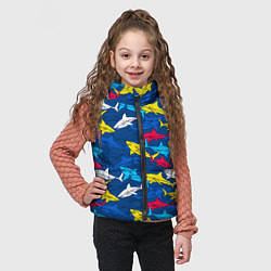 Детский жилет Разноцветные акулы на глубине, цвет: 3D-черный — фото 2