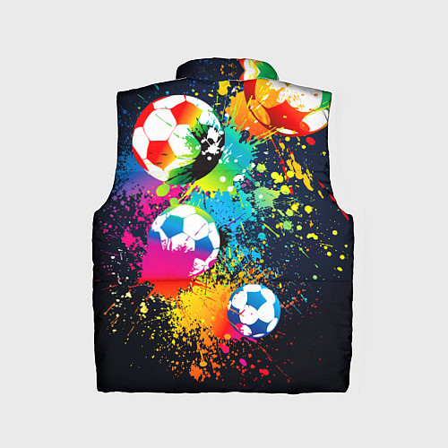 Детский жилет Разноцветные футбольные мячи / 3D-Черный – фото 2