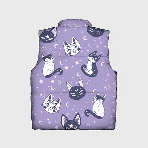 Детский жилет Мистические кошечки - паттерн фиолетовый / 3D-Светло-серый – фото 2
