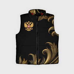 Детский жилет Герб России и золотистый узор, цвет: 3D-красный