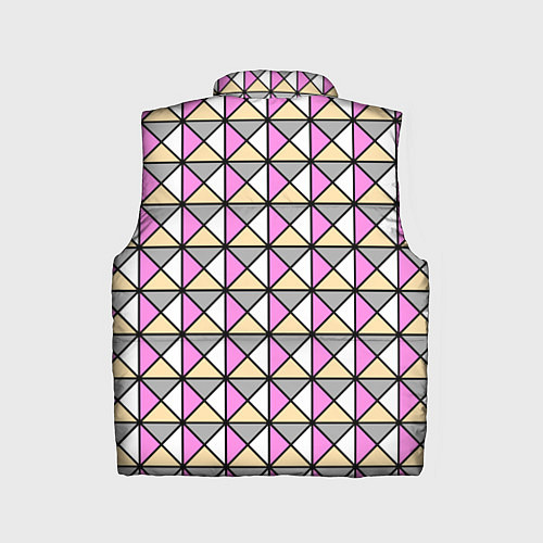 Детский жилет Геометрический треугольники бело-серо-розовый / 3D-Черный – фото 2