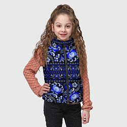 Детский жилет Новогодняя гжельская роспись цветами на чёрном фон, цвет: 3D-черный — фото 2