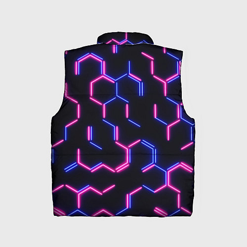 Детский жилет Сине-розовые неоновые неполные гексагоны / 3D-Черный – фото 2