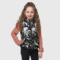 Детский жилет Черно белое сердце и розы, цвет: 3D-красный — фото 2