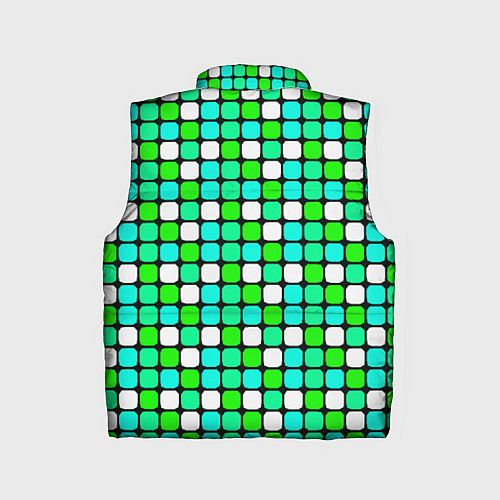 Детский жилет Зелёные и белые квадраты / 3D-Черный – фото 2