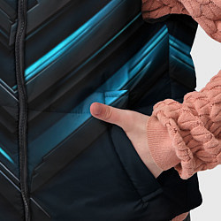 Детский жилет Черная абстракция и неоновые синие полосы, цвет: 3D-черный — фото 2