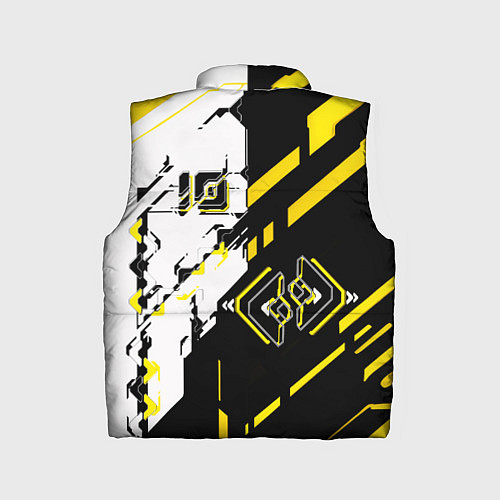 Детский жилет Жёлтые и чёрные техно линии / 3D-Светло-серый – фото 2