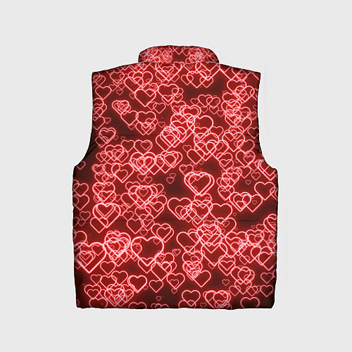 Детский жилет Неоновые сердечки красные / 3D-Черный – фото 2