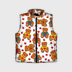 Детский жилет Мишки игрушки в свитерах и сердечки, цвет: 3D-красный