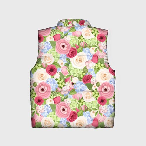 Детский жилет Фон с розами, лютиками и гортензиями / 3D-Красный – фото 2
