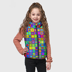 Детский жилет Узор из разноцветных квадратов, цвет: 3D-красный — фото 2