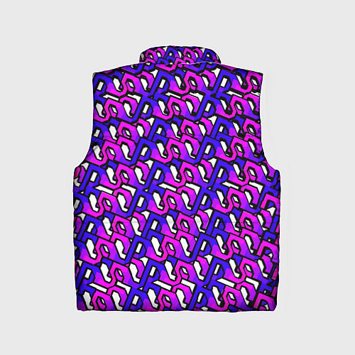 Детский жилет Фиолетовый узор и чёрная обводка / 3D-Светло-серый – фото 2