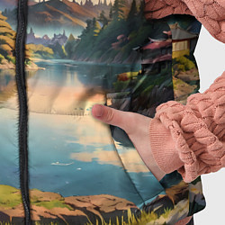 Детский жилет Спокойный рассвет над японским горизонтом, цвет: 3D-черный — фото 2