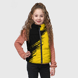 Детский жилет Черные штрихи на желтом фоне, цвет: 3D-черный — фото 2