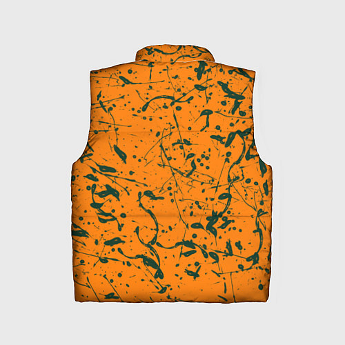 Детский жилет Оранжевый с брызгами зеленой краски / 3D-Светло-серый – фото 2