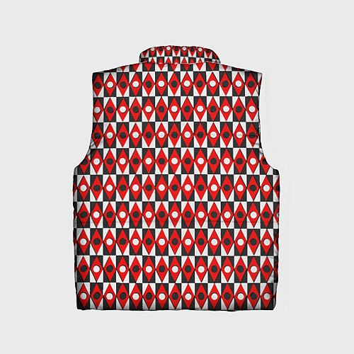 Детский жилет Чёрно-белые ромбы и круги на красном фоне / 3D-Светло-серый – фото 2