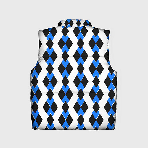 Детский жилет Чёрные и синие ромбы на белом фоне / 3D-Черный – фото 2