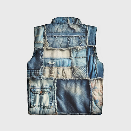 Детский жилет Patchwork denim - vogue / 3D-Светло-серый – фото 2