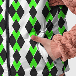 Детский жилет Чёрные и зелёные ромбы на белом фоне, цвет: 3D-красный — фото 2
