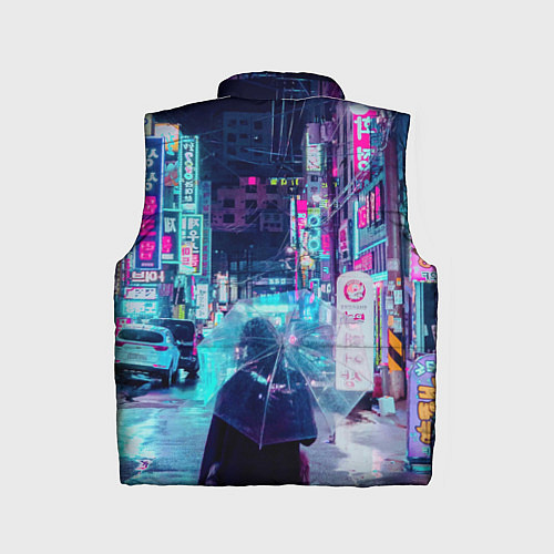 Детский жилет Дождливый неоновый вечер в Японии / 3D-Черный – фото 2
