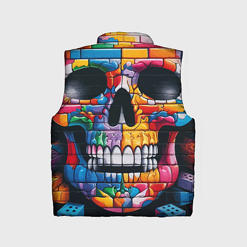 Детский жилет Граффити черепа на кирпичной стене / 3D-Черный – фото 2
