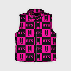 Детский жилет BTS pattern pink logo, цвет: 3D-красный