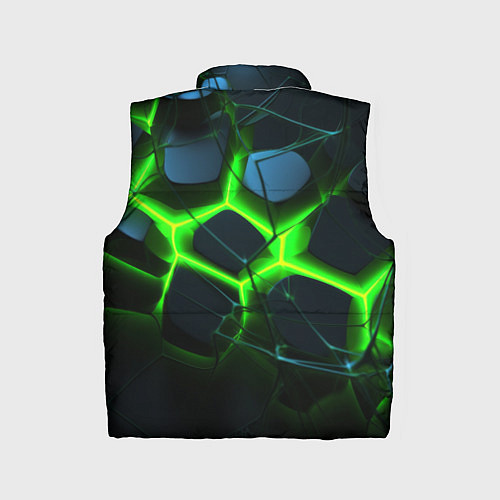 Детский жилет Зеленый неон и разлом плит / 3D-Черный – фото 2