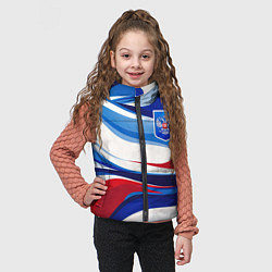 Детский жилет Герб России на абстрактном фоне в цветах России, цвет: 3D-черный — фото 2