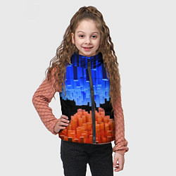 Детский жилет Стягивающиеся в центре синие и оранжевые блоки, цвет: 3D-светло-серый — фото 2