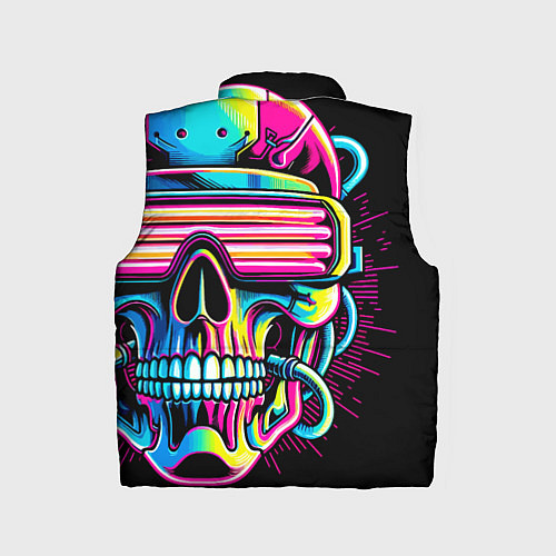 Детский жилет Cyber skull - ai art neon / 3D-Светло-серый – фото 2