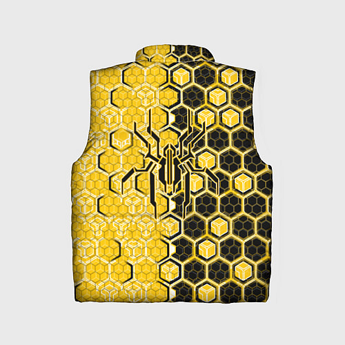 Детский жилет Киберпанк соты шестиугольники жёлтый и чёрный с па / 3D-Черный – фото 2